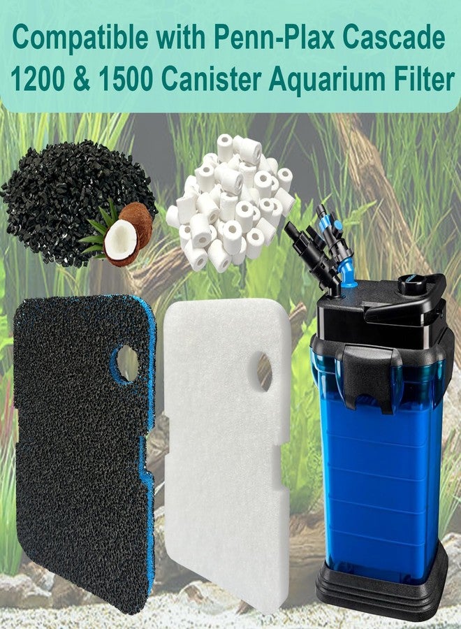 beaufan 18 Pack Filter Media Compatible with Penn-Plax Cascade 1200 & 1500 CCF4UL/CCF5UL Canister Aquarium Filters, Includes Bio Sponge Filters, White Floss Pads, Activated Carbons, Ceramic Rings & Mesh Bags - Image 2